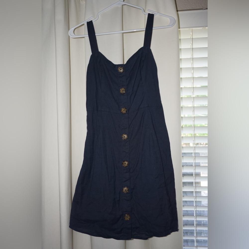 Navy mini dress with buttons